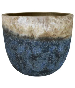 Dehner Keramik-Topf Mystras, Rund, Blau-braun